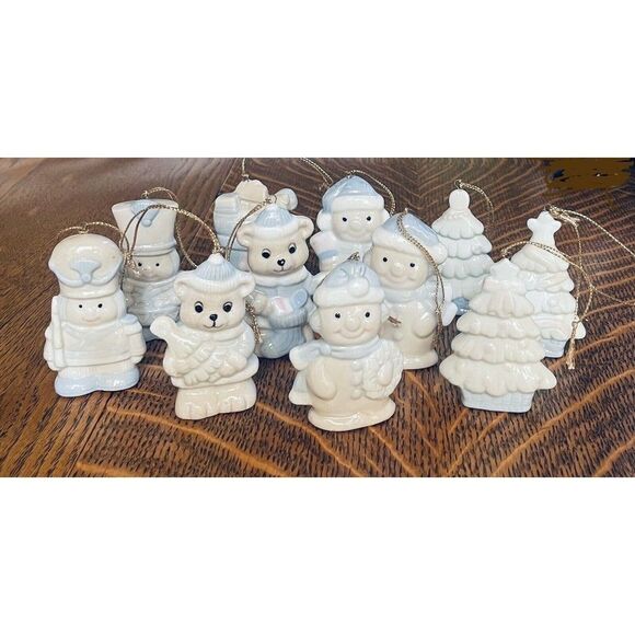 Christmas Ornaments by Trim a Home Hand Painted Porcelain Set 11 Ornaments VTG - Picture 3 of 9